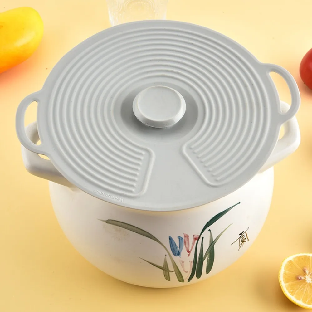 Practical Heat-resistant Silicone Lid Dust-proof Anti Splatter Microwave Splash Lid Sealed with Handle Bowl Lid Plate