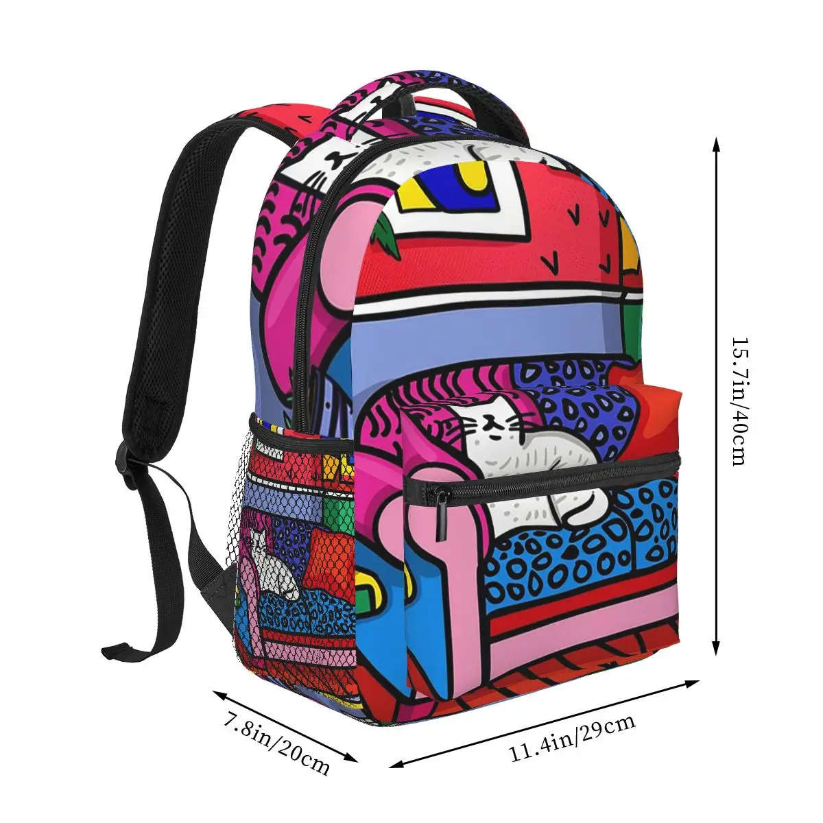 Cartoon Cat In Colour Sofa Backpack Hot Sale Daypack Large Capacity Children BookBag School Bag Shoulder Bags for Men Women