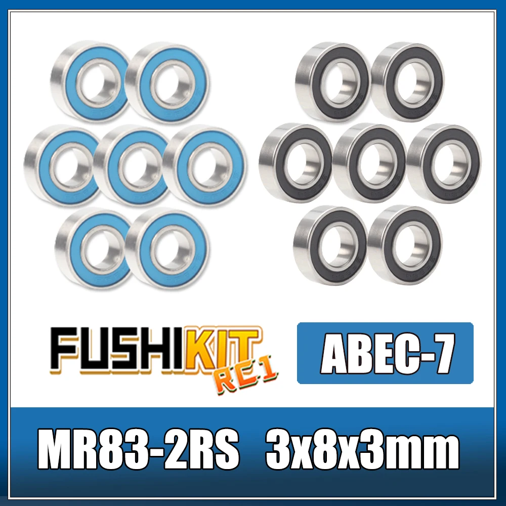 MR83RS Bearing 10PCS 3x8x3 mm ABEC-7 Hobby Electric RC Car Truck MR83 RS 2RS Ball Bearings MR83-2RS Black Sealed