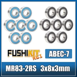 MR83RS Bearing 10PCS 3x8x3 mm ABEC-7 Hobby Electric RC Car Truck MR83 RS 2RS Ball Bearings MR83-2RS Black Sealed