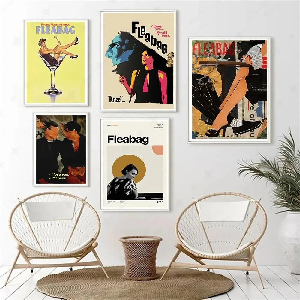 Classic Fleabag TV Show Poster and Print Sexy Girl Red Wine Glass Canvas Painting Funny Wall Art Nordic Living Room Home Decor