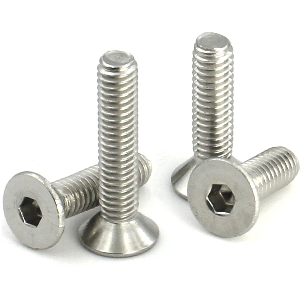 M1.6 M2 M2.5 M3 M4 M5 M6 M8 M10 DIN7991 304 Stainless Steel Hex Hexagon Socket Countersunk Screw Flat Head Screw Allen Bolts