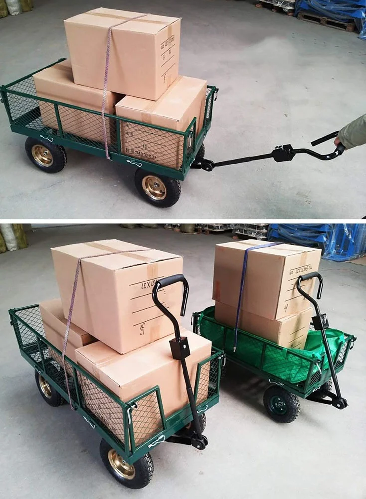 Four-Wheel Trailer Large Folding Wagon Side Cart Handling Truck Pull for Outdoor Garden Warehouse beach wagon trolley cart