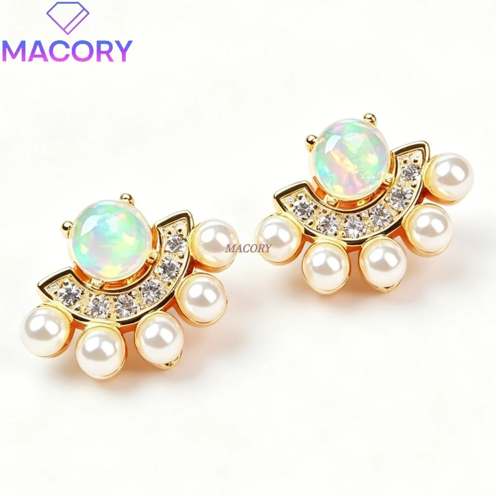S925 sterling silver natural opal stud earrings delicately adorned elegant everyday look  birthday and Valentine's Day gift