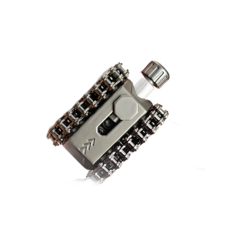 Metal EDC Tank Ratchet Wheel Fidget Roller Magnetic Push Card Mechanical Gear Chain Rotating Push Plate Stress Relief ADHD Toy