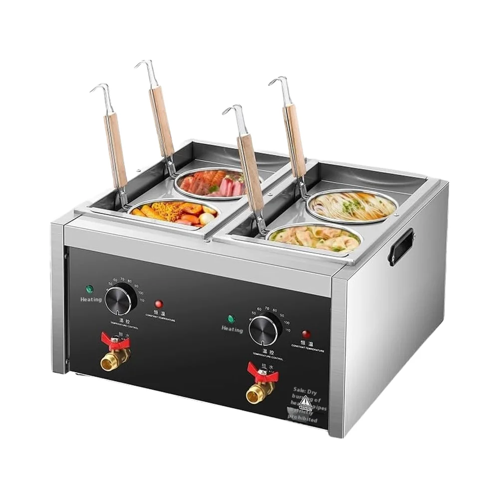 

Commercial Kitchen Equipment Pasta Cooker Drain Valve 2 Independent Tanks 4 Pasta Strainers Adjustable