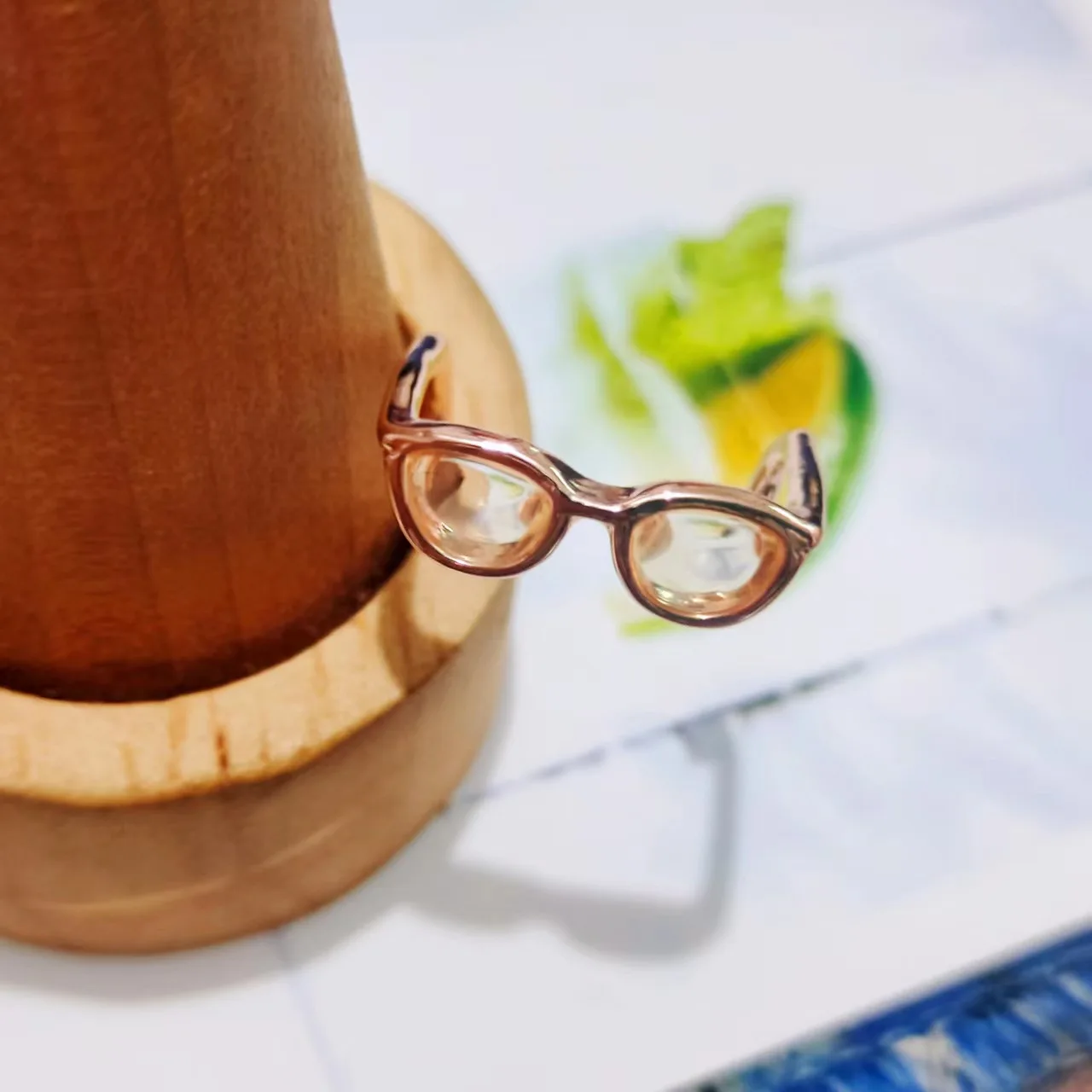 Creative Mini Glasses Rings Women Men Adjustable Rings Simple Luxury Bohemian Finger Rings Glasses Jewelry Decorative Props