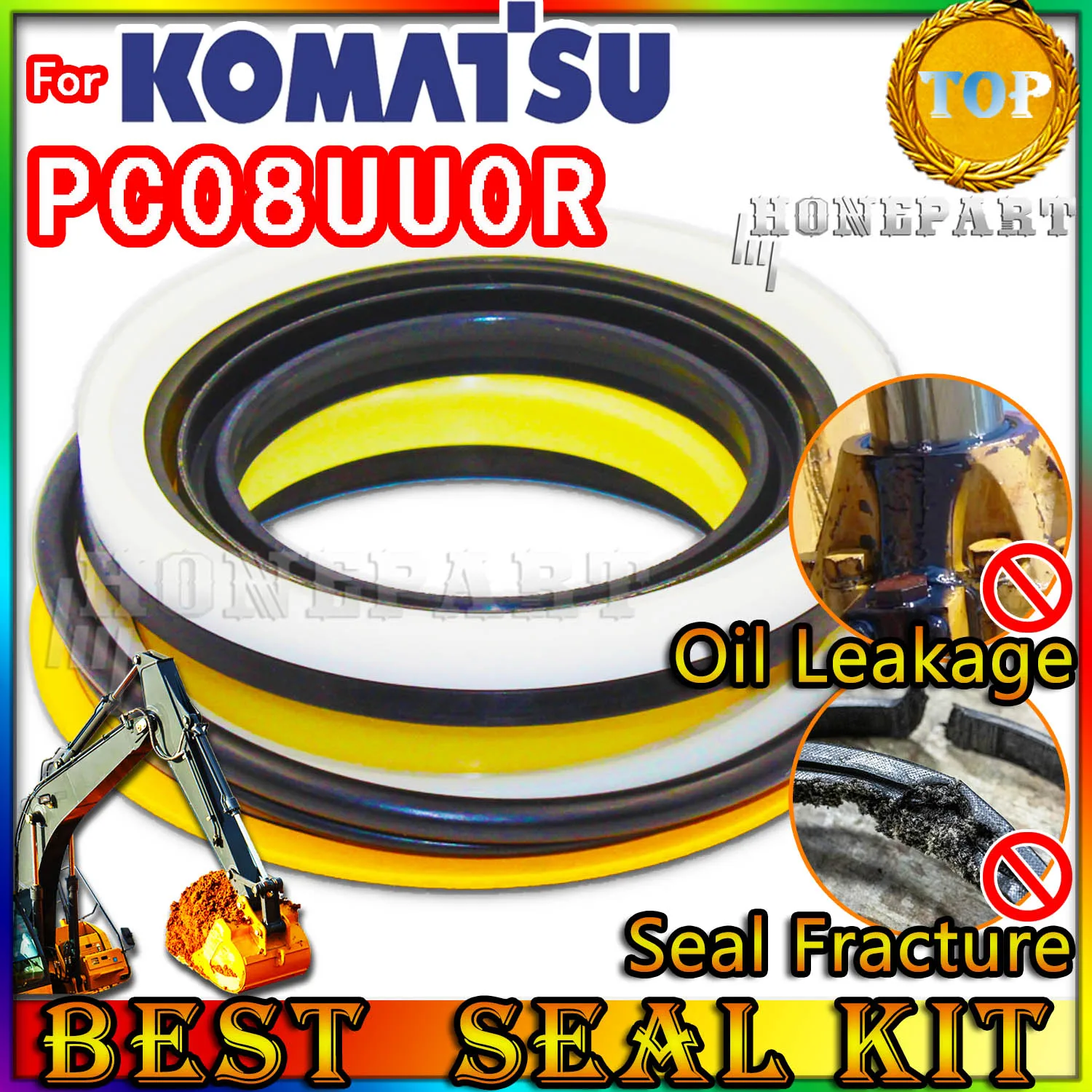 

For KOMATSU PC08UU0R Oil Seal Repair Kit Boom Arm Bucket Excavator Hydraulic Cylinder Pilot Regulator Injector Foot PPC Loader