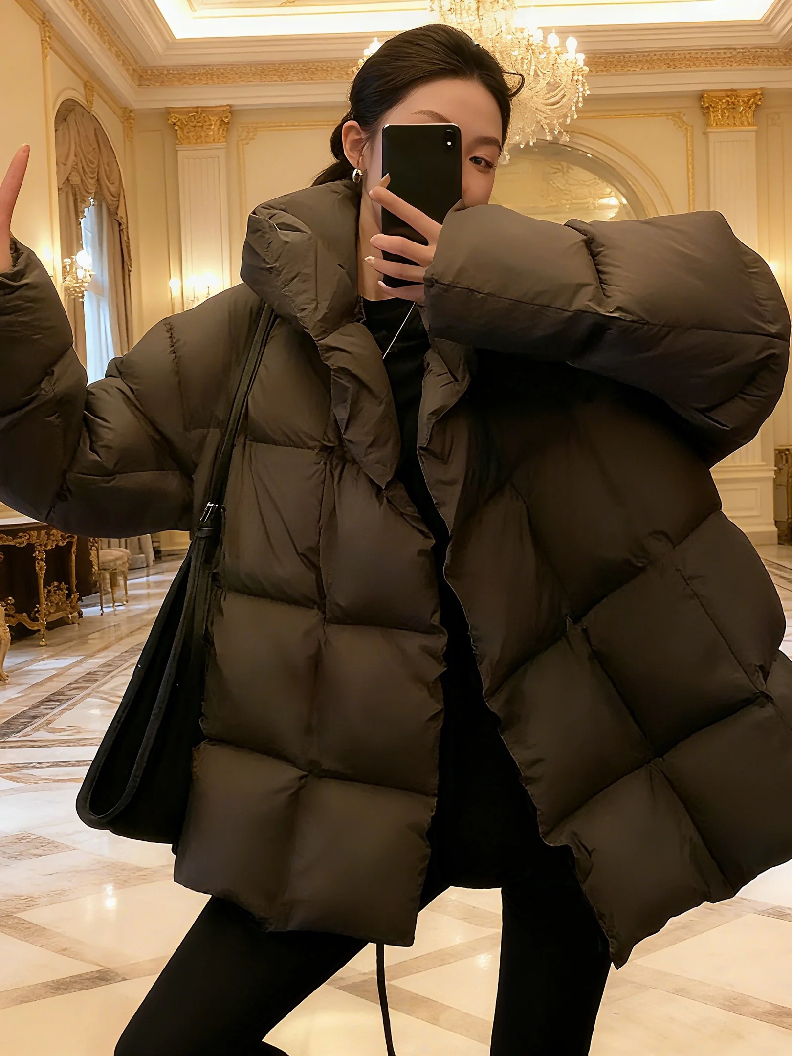 

Women's Thiened down Cotton Jaet Bread Sle Coat Warmth Faionable Loose Winter New Arrival Korean Version Straight Tube