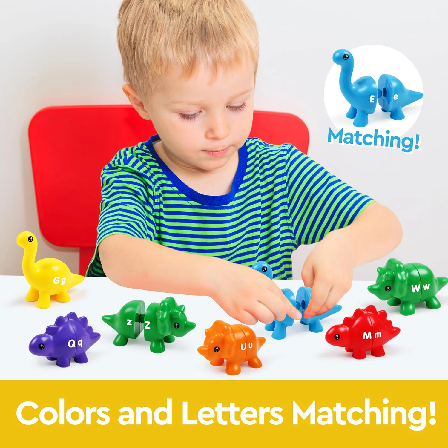 Dinosaur Matching Game Toys Alphabet Matching / Number Matching Montessori Toy for Kids Learning Colors Numbers Letters Toy