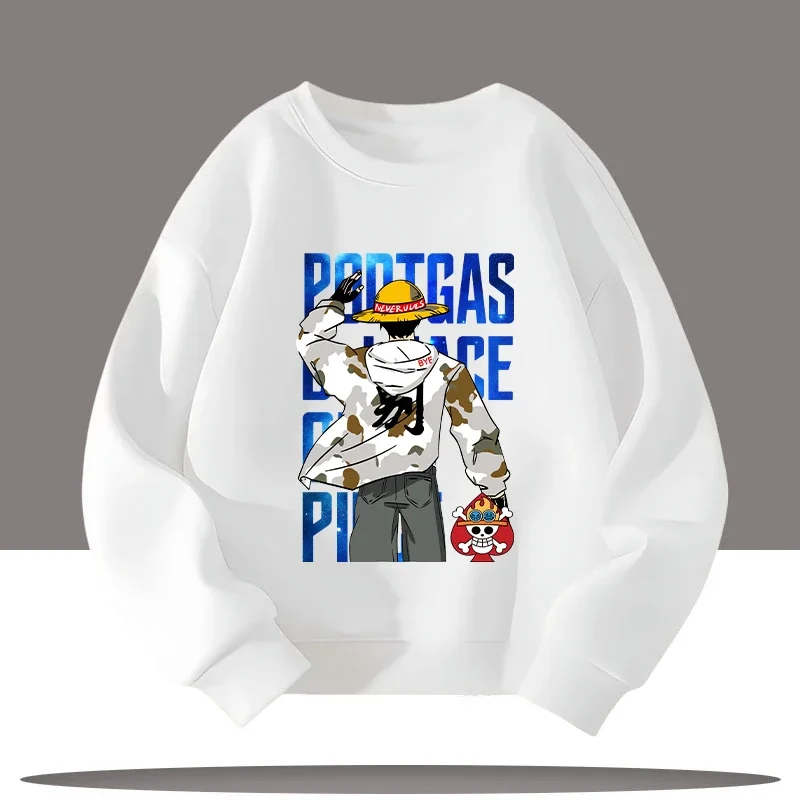 

"One Piece" boy's sports jacket, spring-autumn jacket with cartoon print, girl's casual top Children's crew-neck t-shirt