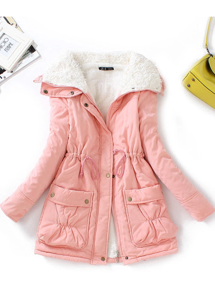 Fitaylor Mùa Đông Cotton Áo Khoác Nữ Slim Tuyết Khoác Ngoài Trung Dài Wadded Áo Khoác Cotton Dày Dặn Lót Bông Ấm Áp Parkas