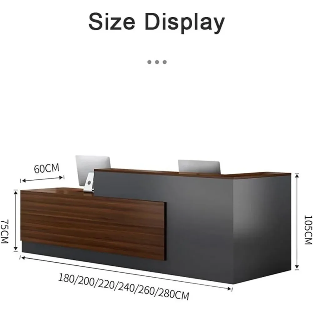 Modern Wooden Reception Desk with Counter and Lockable Drawers,Shaped Office Reception Desk for Beauty Salon and Retail Checkout