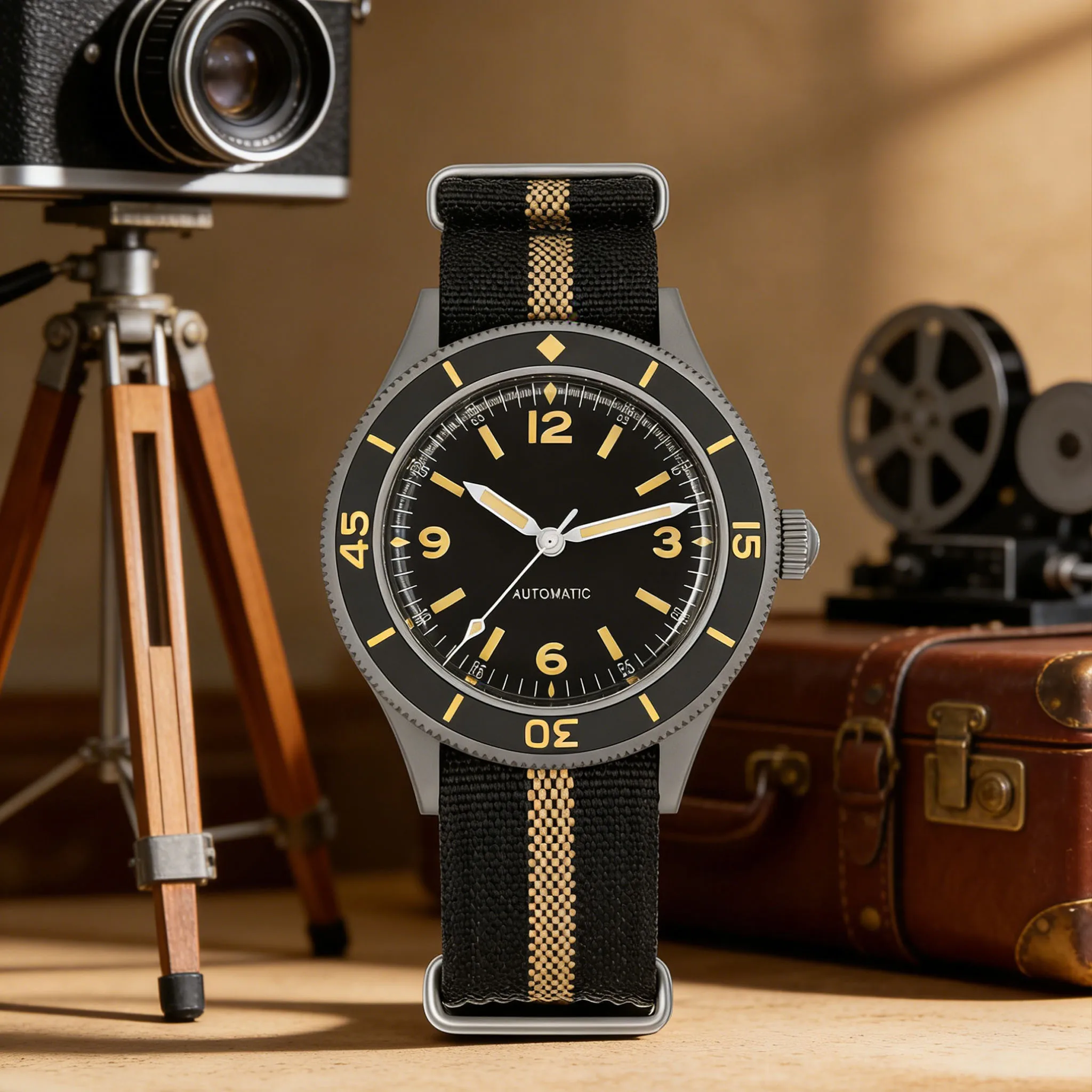 

50-Fathoms Retro 40mm Double Domed Sapphire NH35A Automatic Movement Watch for Men's 20ATM Green Luminous Ceramic diving Bezel