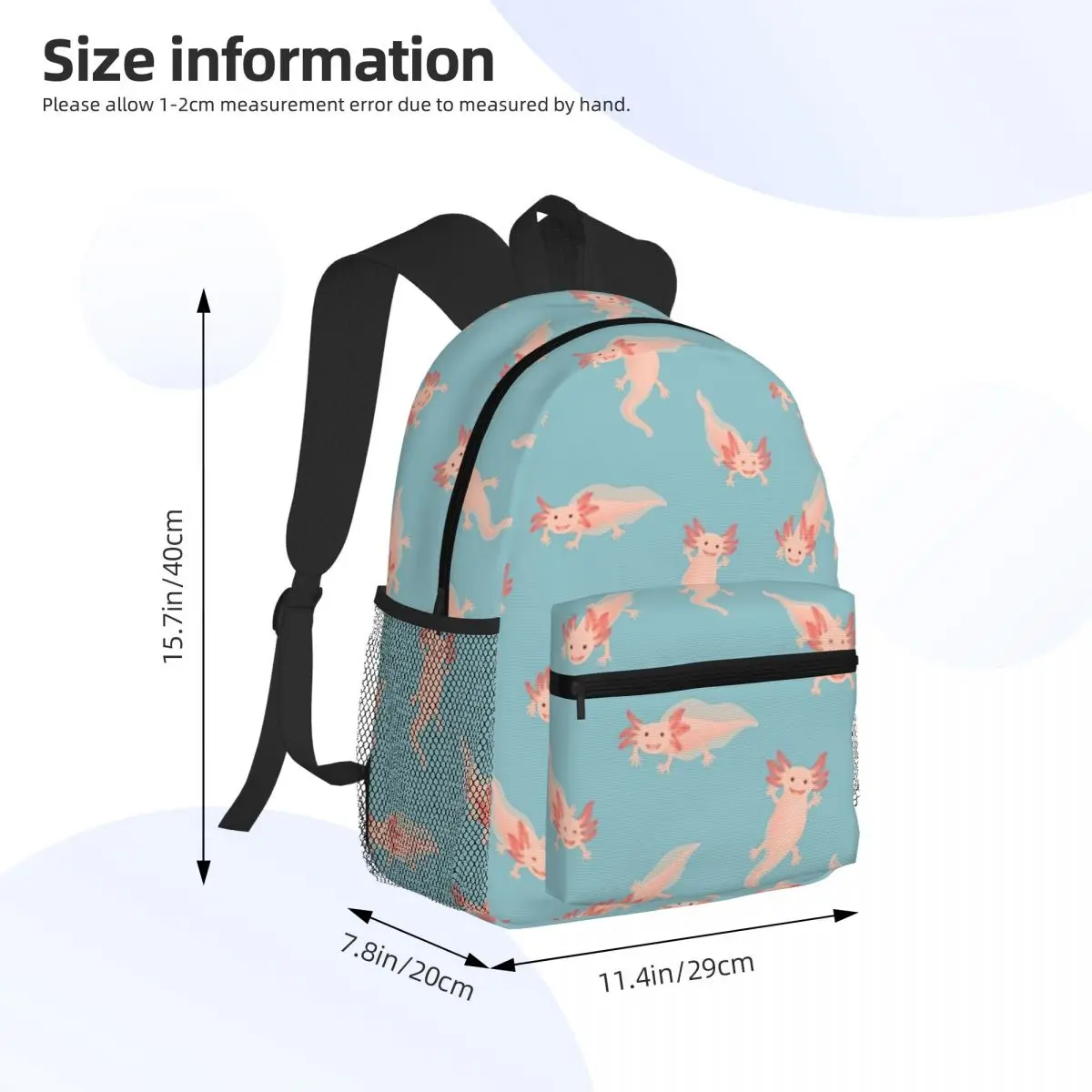 Axolotl Zaino per studenti Borsa da scuola Zaino da viaggio per escursionismo per uomo Donna Borse a tracolla per libri alla moda