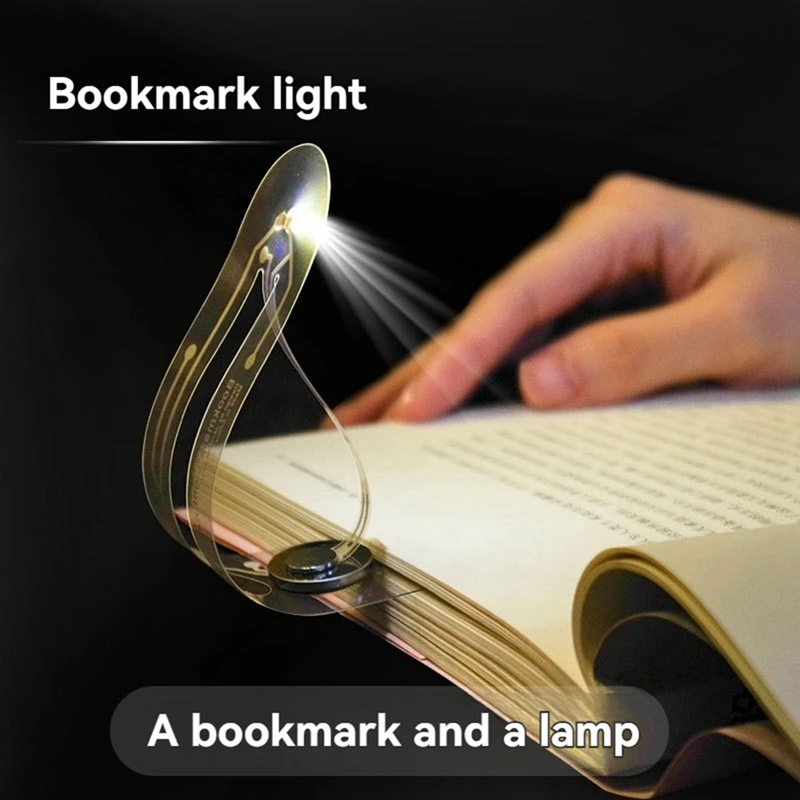 Lampu malam LED portabel Bookmark ultratipis melengkung lipat Mini lampu LED untuk membaca buku, majalah, Ereaders, dan banyak lagi