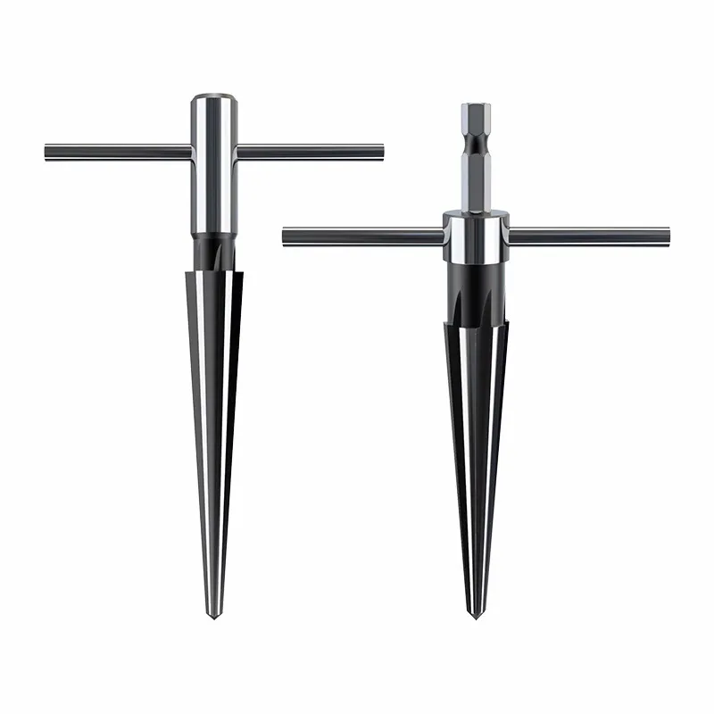 T Handle Tapered Tool Drill Bit Bridge Pin Hole Hand Held Reamer 6 Flute Chamfer Reaming Woodworker Cutting Tool Core 5-16mm