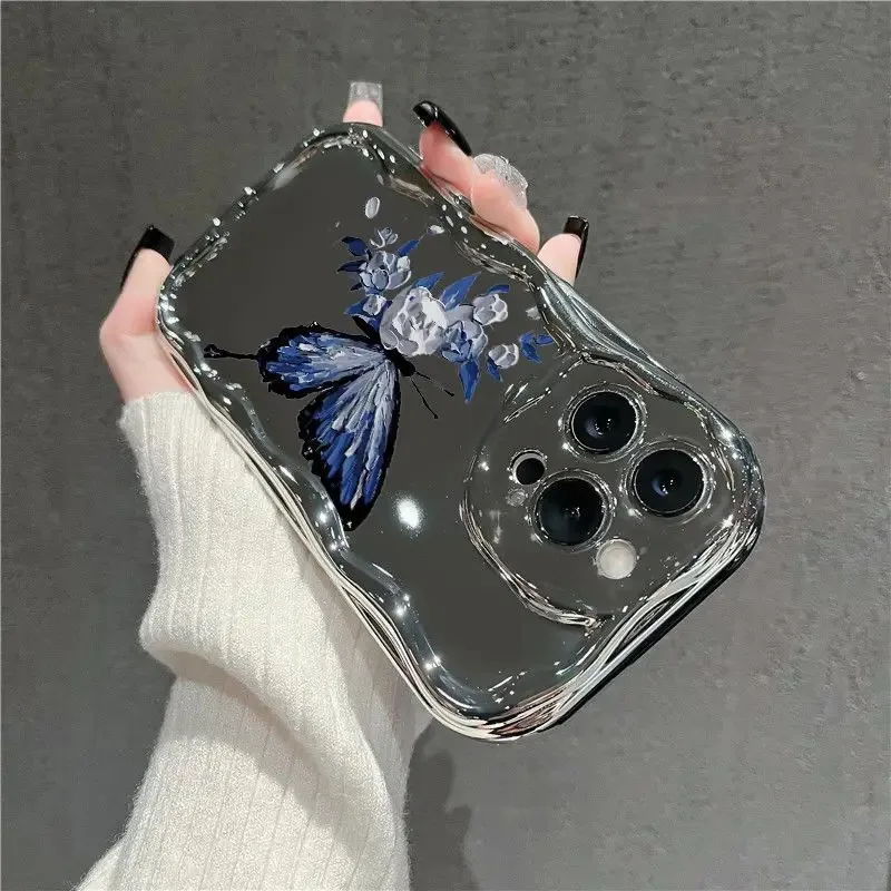 Blue Butterfly Phone Case For Samsung Galaxy A55 A35 A25 A15 A54 A24 A33 A34 A73 5G A32 A51 A52 A53 A71 A72 A30 A50 soft