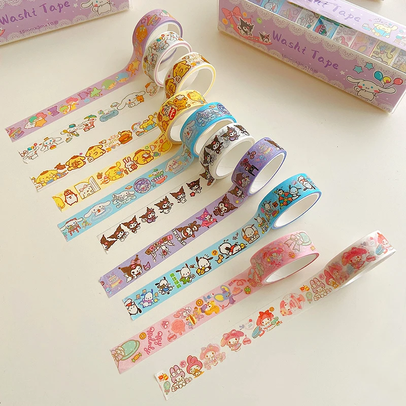 10Roll/set Cute Cartoon Character Decoration Adhesive Masking Washi Tape Kids Scrapbooking Journal Collage Material Sticker Gift