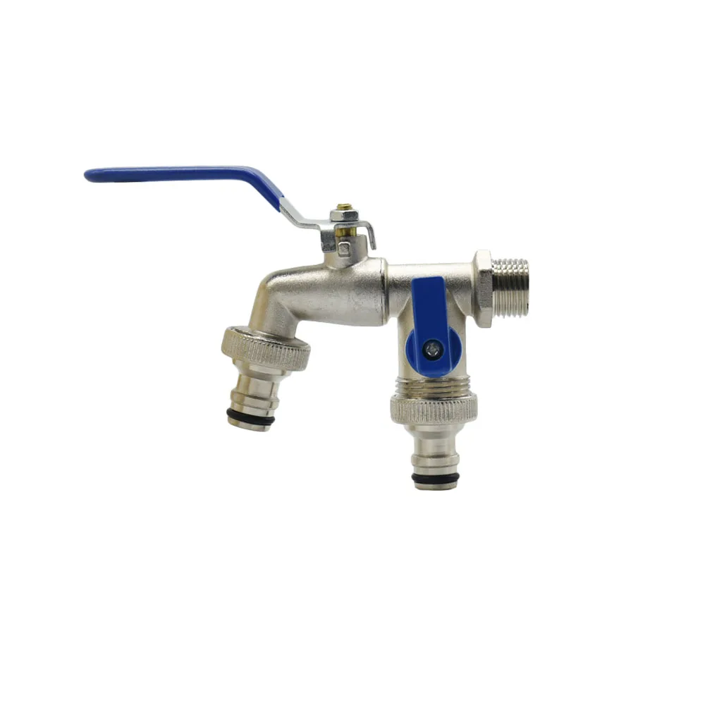 1/2'' IBC Water Tank Connector Tap 2-Way 1-Way Garden Hose Irrigation Faucet Adapter Brass Joint Replacement Fitting Ball Valve