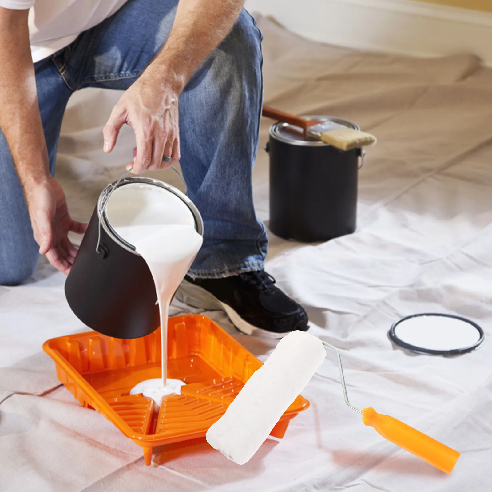 1Set Behang Roller Schraper Borstel Drukken Roller Tool Kit voor Thuis Muur Papier Naad Rolling Smoothing Scoren Gereedschap Schil stok