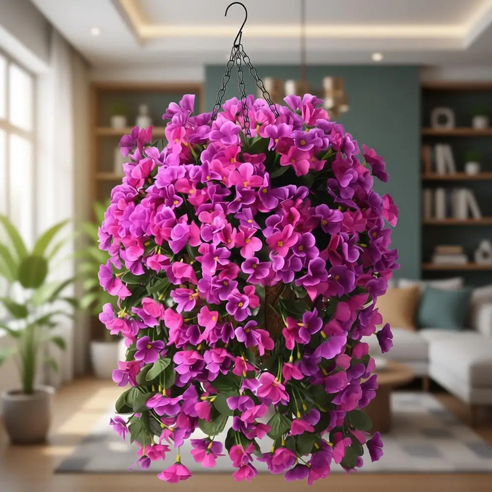 

UV-Resistant Silk Begonias for Outdoor Hanging Baskets - Ideal for Spring/Summer Patio, Balcony, and Yard Decor