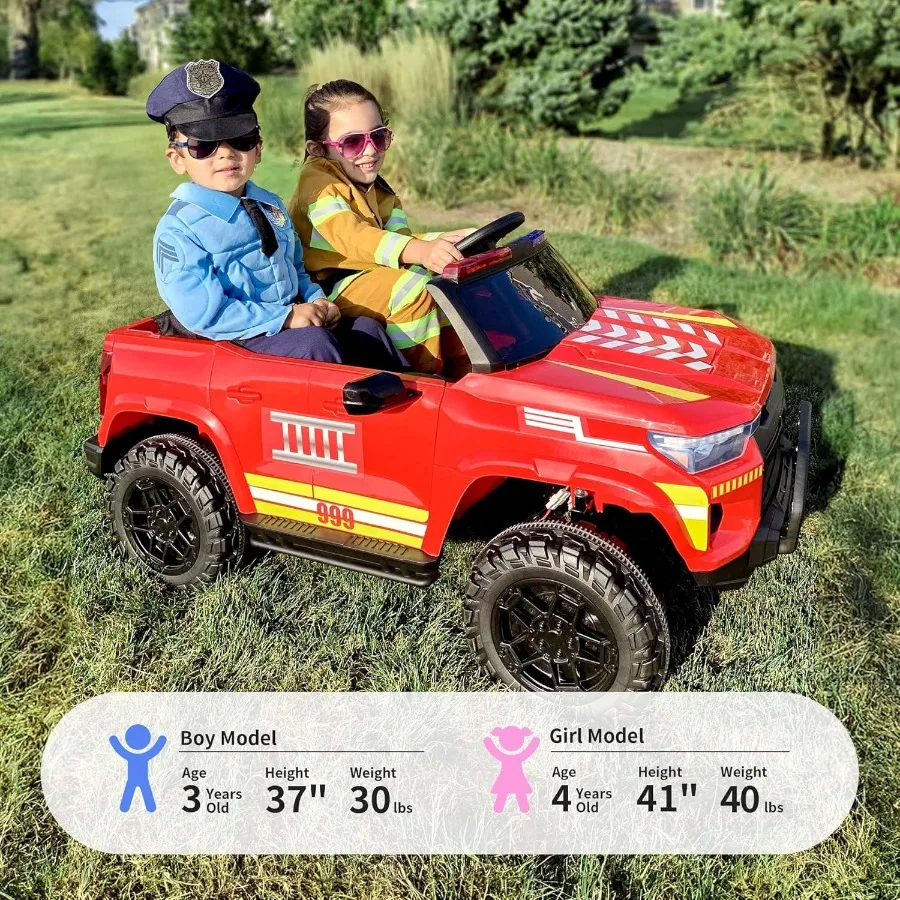 Carro de polícia elétrico para 2 lugares 24V 10AH Ride on Toy para grande com controle remoto 4x200W motores 5mph velocidade máxima - vermelho