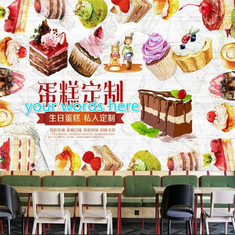 European-style Private Custom Dessert House Cake Shop Background Decor Mural Wall Paper 3D Custom Text Wallpaper for Walls 3D