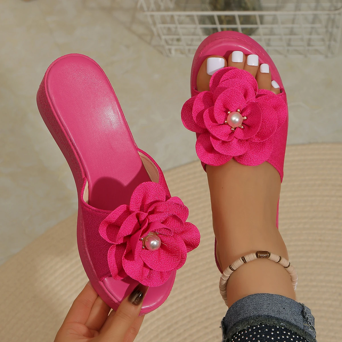 2025 Women Designers Wedges Sandals Women Summer Beach Platform Shoes Flower Women High Heel Sandals Fashion Zapatos De Mujer view 3