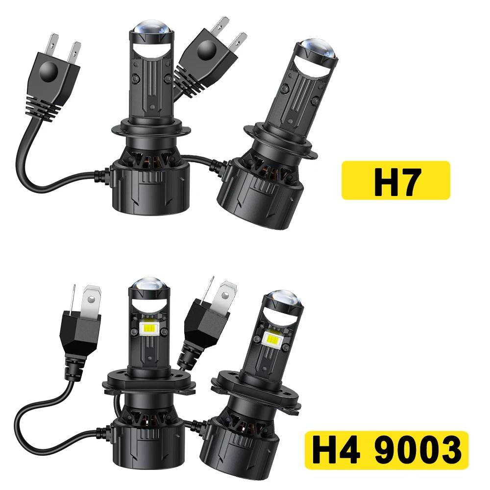 AUXITO 2Pcs Mini H7 LED With Lens H4 9003 LED Projector Lenses Headlight Hi/Lo Beam Canbus Turbo LED Bulbs LHD/RHD 12V Plug Play view 6