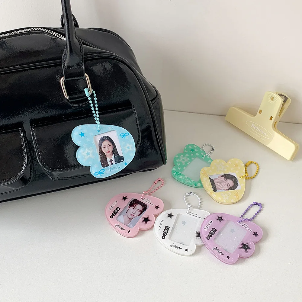 

Ins Wings Acrylic Card Cover Keychain 1-inch Photocard Badge ID Holder Idols K-pop Album Binder Photo Frame Sleeves Bag Hanging
