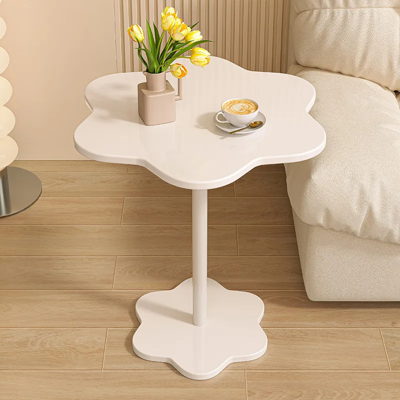 #Modern Cream Wooden Corner Sofa Side Table Small Apartment Living Room Balcony Bedside Table
