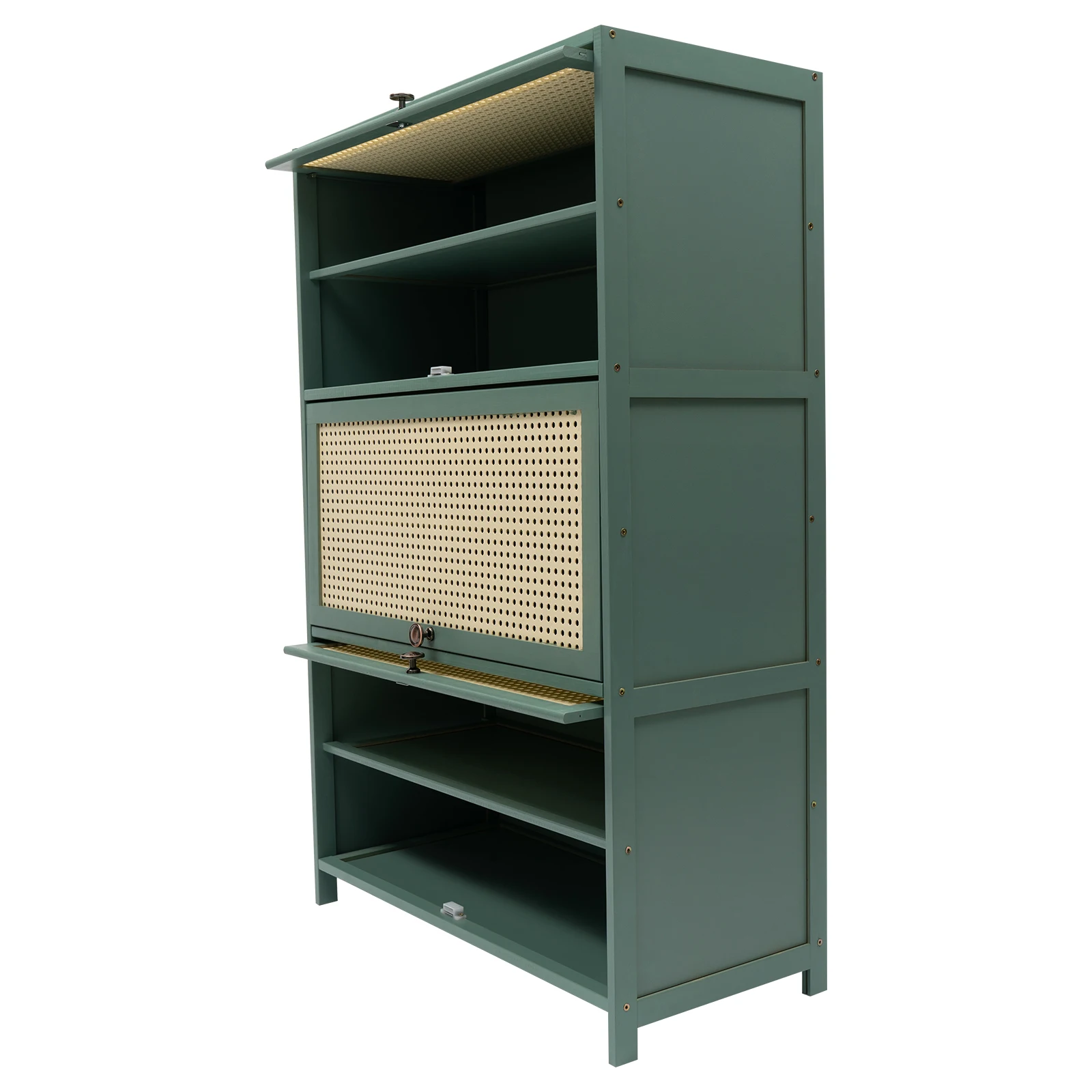 Schuhschrank – 7-stufiger Bambus-Boden-Organizer, 27,5 x 12,6 x 41,7 Zoll, grün, 11,02–16,53 lbs/stöckig, abnehmbare Paneele, staubdicht