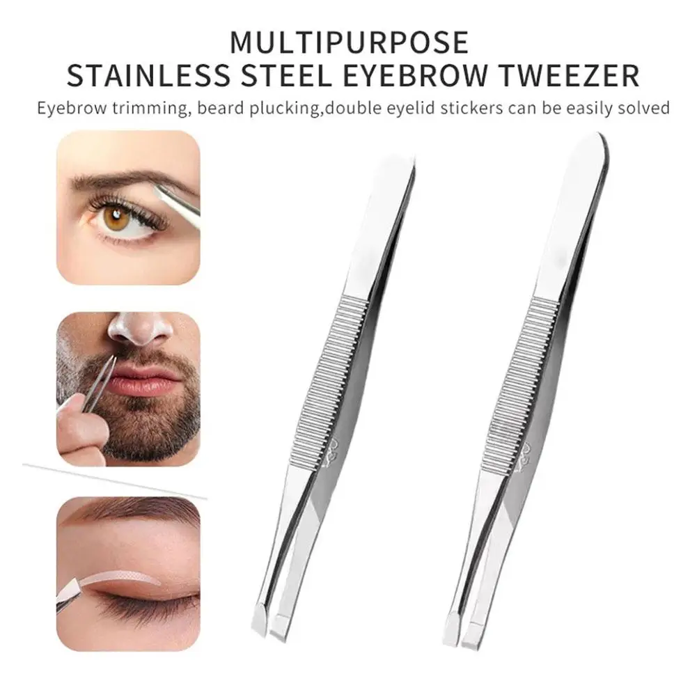 Professional Stainless Steel Hair Removal Clip Eyebrow Remover Tip Beauty Tweezers Face Tool Makeup Hair Slant L5X5