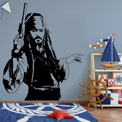Captain Jack Sparrow Wall Sticker Vinyl Home Decor Interior Room Bedroom Adventure Movie Decals Removable Murals Wallpaper 4432