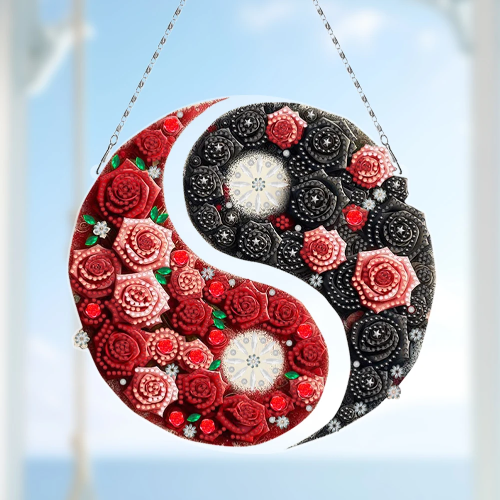 

Elegant Rhinestone Diamond Art Window Pendant with Resin Base Perfect for DIY Crafts Home Wall Decor Gift Idea