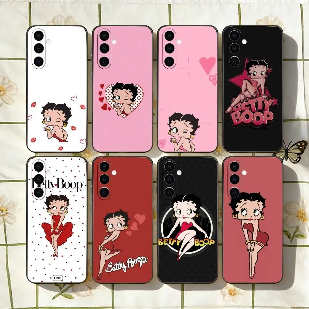 

Retro Cartoon B-Betty B-Boop Phone Case For Samsung Galaxy A73,A72,A71,A70,A53,A52,A51,Soft Silicone Black Cover