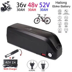 Electric bicycle original 18650 battery 36V 48V 52V 30Ah-50Ah Hailong 18650 motor 250W 350W 500W 750W 1000W 1500W+ charger