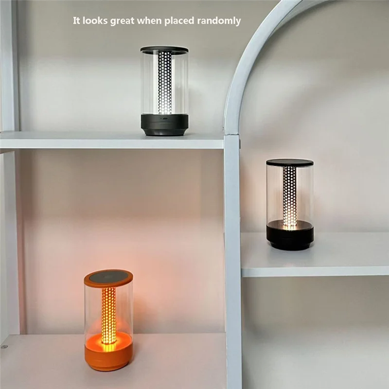 

AT19-New Candlelight Atmosphere Lamp Rechargeable Bedside LED Night Light Romantic Dining Table Candlelight Grey
