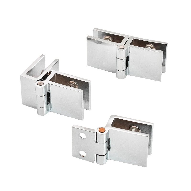 Brand New 4PCS Zinc Alloy/Brass Glass Cabinet Hinges Jewelry Phone Display Cabinet Door Hinges for 5~8mm Chromed