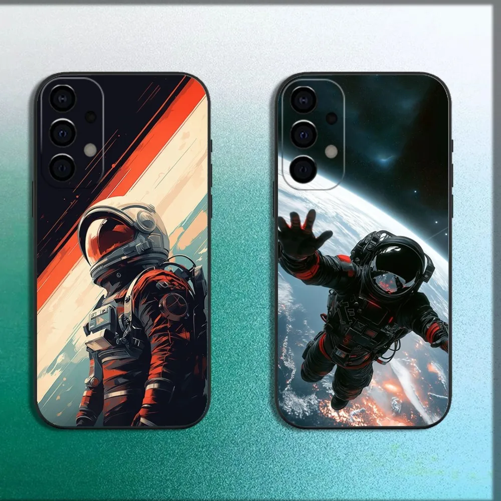 

Universe Cool Astronaut Space Phone Case For Samsung Galaxy A13,A21s,A22,A31,A32,A52,A53,A71,A80,A91 Soft Black Cover