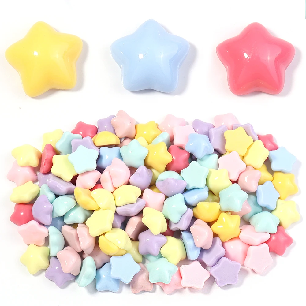 50pcs/lot Colorful Resin Star Patches Flat Back Stars Beads For Jewelry Making DIY Girls Hair Clips Headwear Accessories
