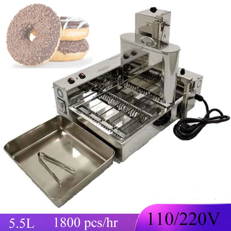 Automatische Donuts-Maschine, kommerziell, 4 Reihen, Mini-Brat-Donuts-Maker, Edelstahl 304, 2000 W, 110 V/220 V