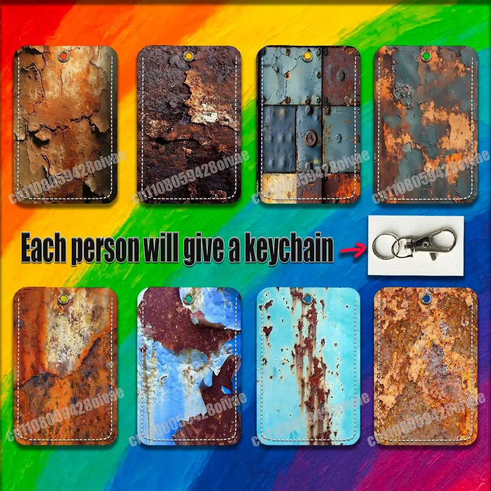 

Retro Industrial Style Rusty For ID Clips Credit Bank Bag Bus Meal Card Holder Cover Pocket Ornament Keychain