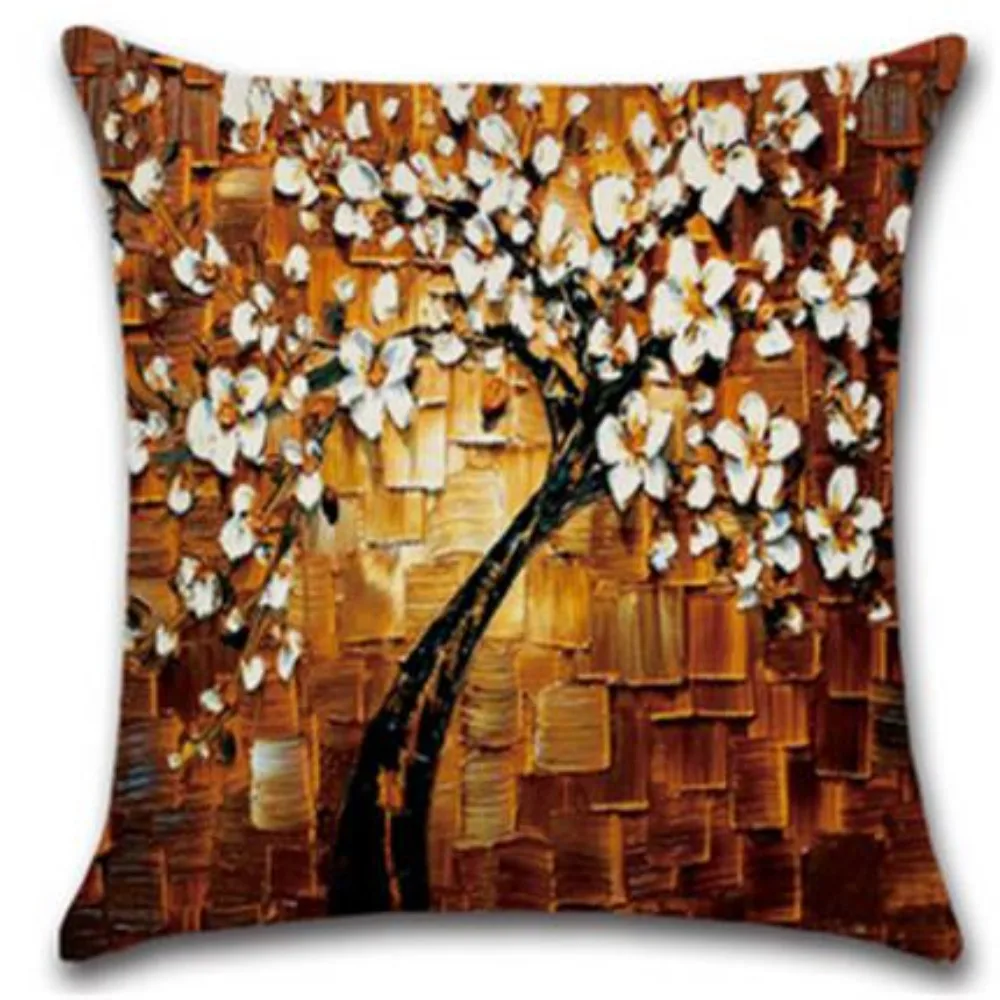 CIFBUY Vintage Retro Luxury Cushion Cover Tree Flower Pillowcase For Chair Sofa Living Room Bedroom Home Decor
