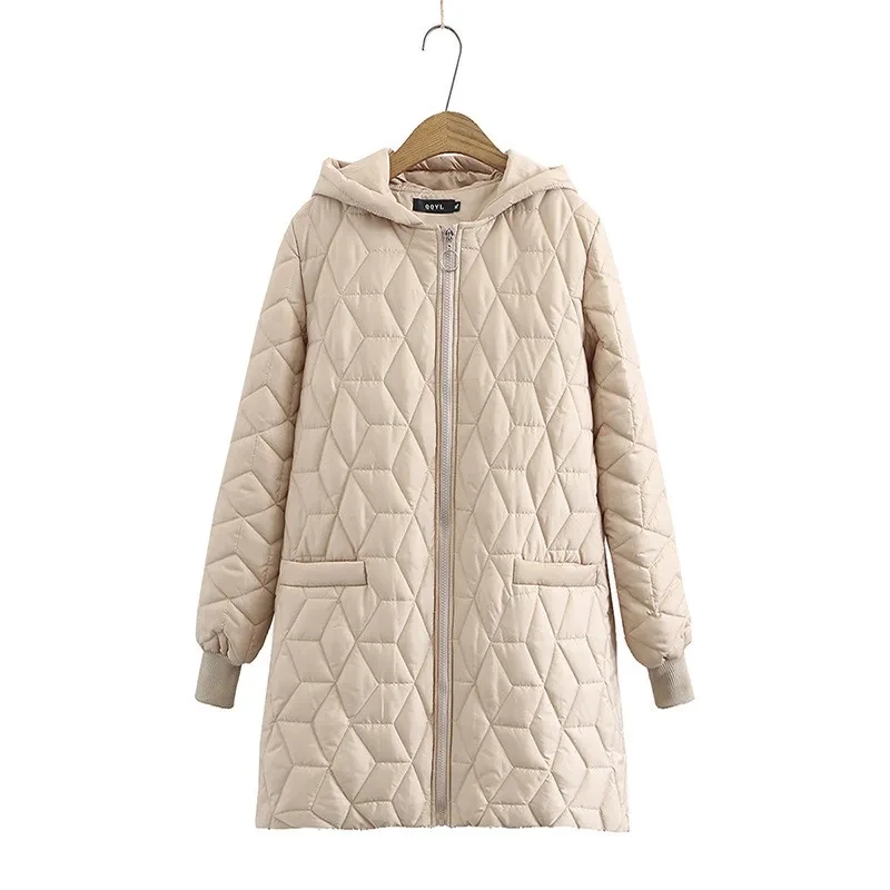 2023 Winter Light Thin Down Cotton Jacket Women\'s Padded Coat Hooded Parka Loose Thick Warm Female Long Outerwear