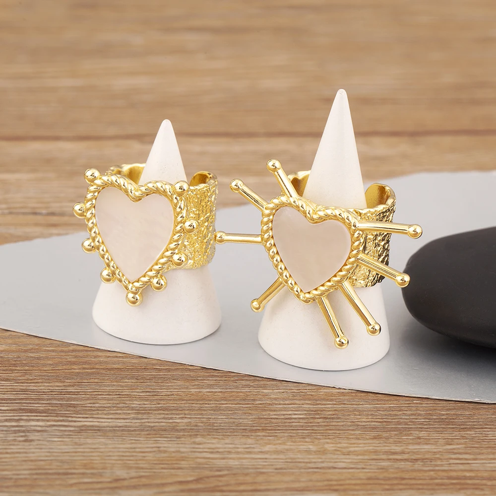 Nidin New Creative Design Heart/Star Shape Open Rings Adjustable 3 Styles For Women Aesthetic Lucky Finger Jewelry Party Gifts