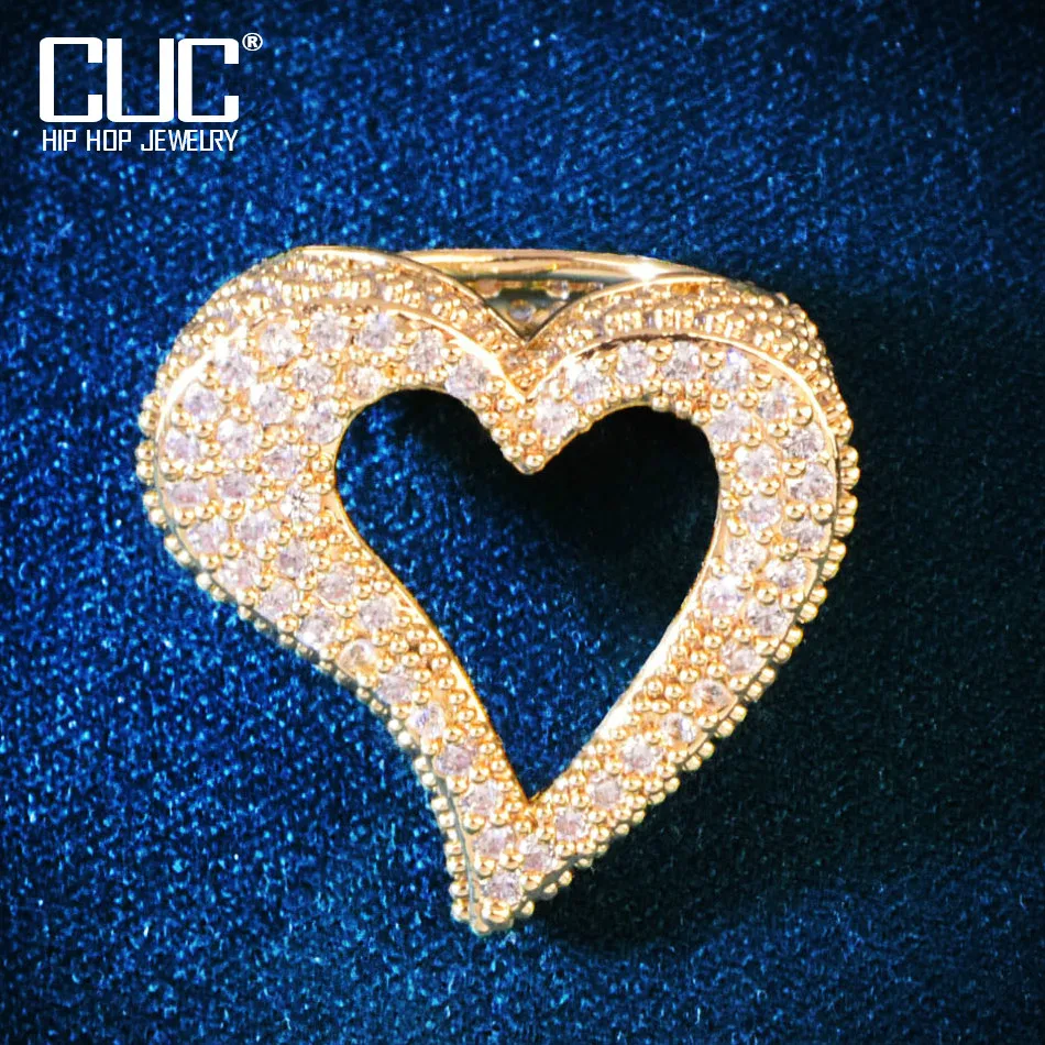 

Heart Love Shape Ring For Women Icy Out Zircon RINGS Copper Charm Gold Color Fashion HipHop Jewelry Gift