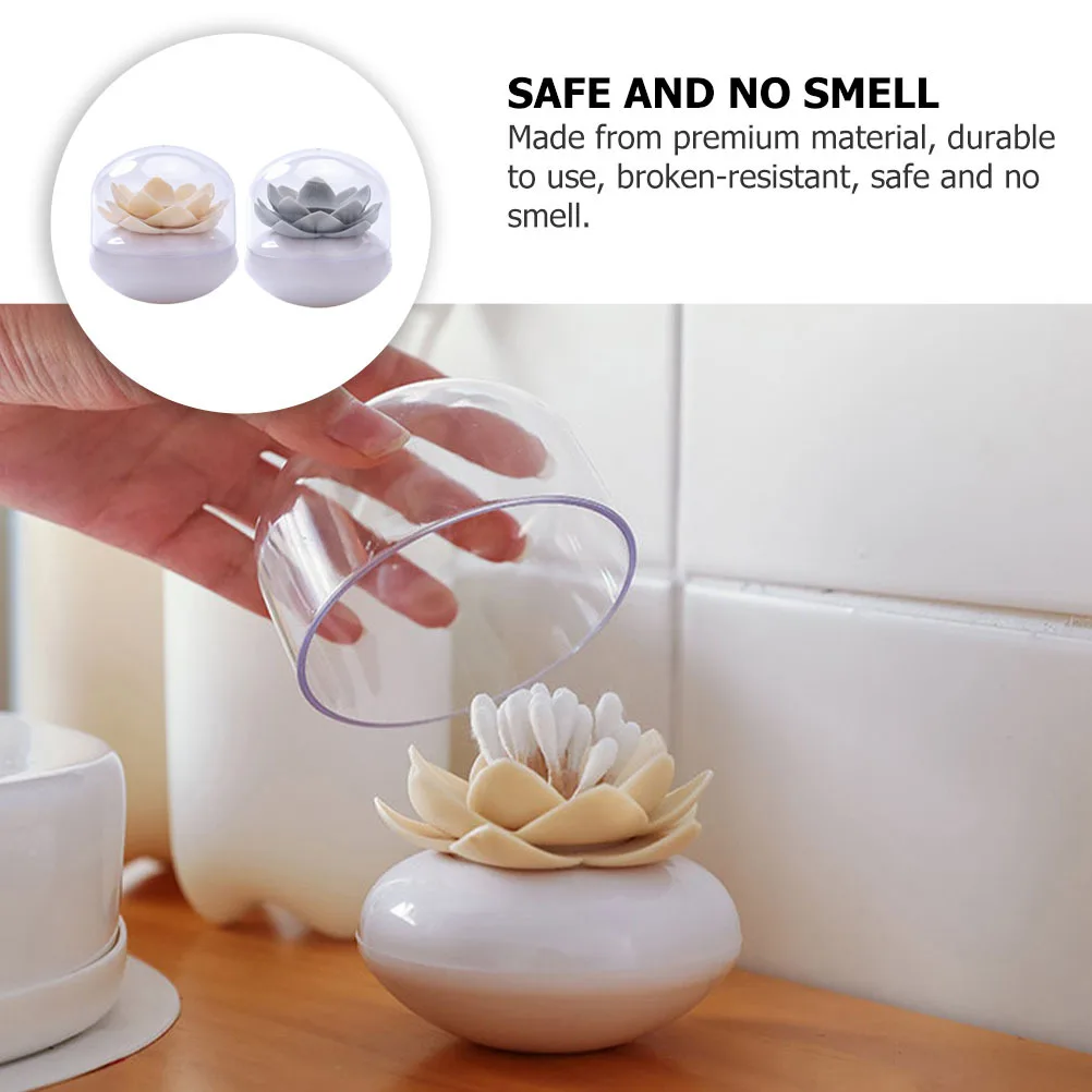 

2pcs Lotus Shape Toothpick Holder Creative Cotton Swab Storage Box For Bathroom Bedroom Cabinet Kitchen Bar Dust Resistant