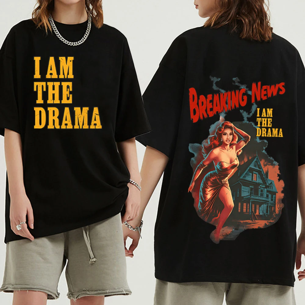 تي شيرت Cardi B AM I THE DRAMA تي شيرت Harajuku برقبة دائرية كاجوال هدية